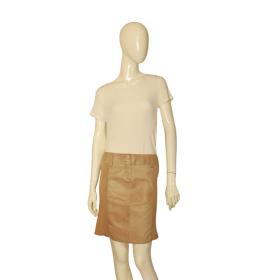 Armani Jeans Beige Leather &amp; Cotton Knit Unlined Mini Skirt