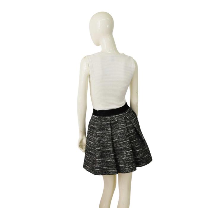 Proenza Schouler Wool Cotton Melange Black Mini Length Pleated Skirt size 4