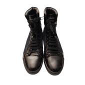 Dsquared2 Men's Black Patent Leather Blue Canvas High Top Lace Up size 43 Shoes