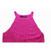 Tailor Made Fuchsia Pink Semi Sheer Viscose Knit Sleeveless Summer Maxi Dress S