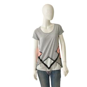 Sass &amp; Bide S&amp;B Gray Pink Chain Fringes T-Shirt A- Line Top Blouse size S