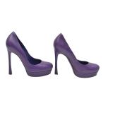 Yves Saint Laurent YSL Tribute Purple Leather Platform Heels Pumps