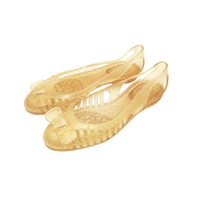 Salvatore Ferragamo Spiffy Yellow Glittery Bow Jelly Shoes Transparent size 10