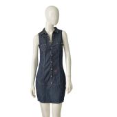 DSquared2 D2 Blue Denim Button Front & Zipper Sleeveless Mini Dress size 42