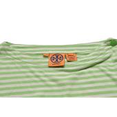 Tory Burch Green Stripes Silk & Cotton Top 3/4 Sleeves Blouse size S