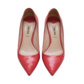 Miu Miu Coral Patent Leather Pointed Toes Kitten Heels Pumps Shoes