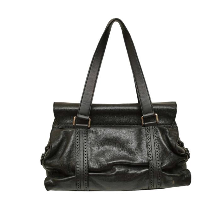 Celine Black Leather with Flap Top Top Handles Satchel bag Shoulder Handbag