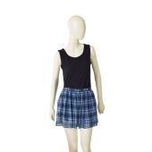 Hollister Blue Check Pleated Elastic Waist Mini Length Skirt Size L , new