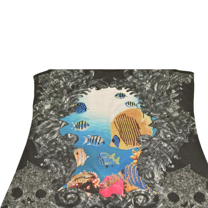 Philipp Plein Sea Creatures Fish Gray Tank Sleeveless Racer Back Top - Size L