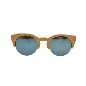 Woodys Barcelona Hiroto 0,33 Wooden Beige Round Sunglasses