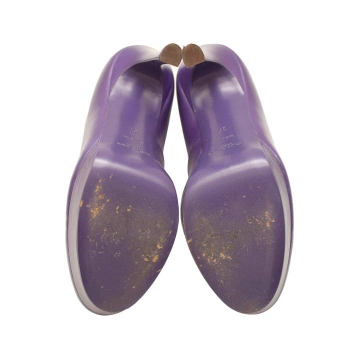 Yves Saint Laurent YSL Tribute Purple Leather Platform Heels Pumps