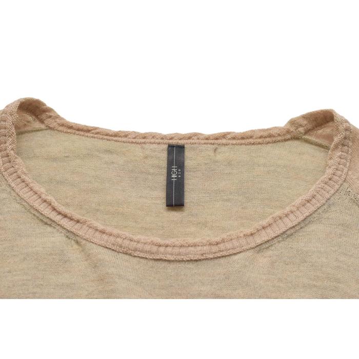 High Beige Flowers Wool Alpaca Sweater Pullover Knit Long Top size M