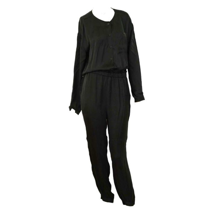 American Vintage Black Soft Cupro Fabric Long Sleeve Overall Jumpsuit size S