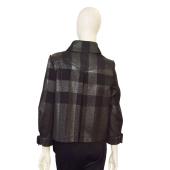 Burberry Plaid print gray metallic short womans jacket coat US 8, IT 42