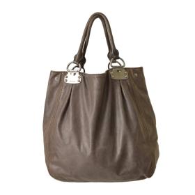 Miu Miu Large Satchel in gray leather top double handle shopping bag stitched