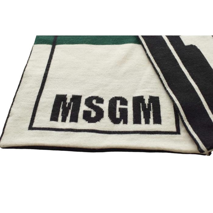 MSGM Identity Black White Double Faced Knit Long Scarf Shawl