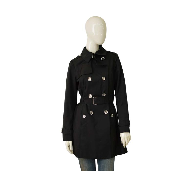 Michael Michael Kors Black Double Breasted Belted Trench Jacket Coat Size S