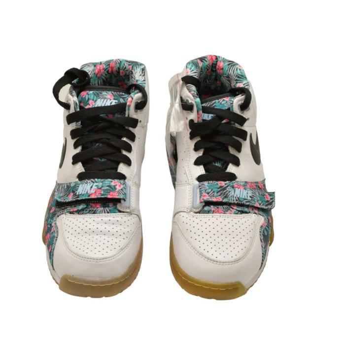 Nike Air White Leather Floral Mid Lace up Shoes Sneakers Trainers EU 43, US 9.5