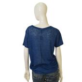 Isabel Marant Blue Linen Short Sleeve V - Neckline T-shirt Top size M