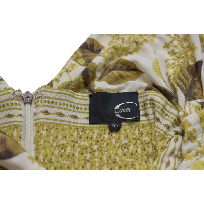 Just Cavalli Green Leaves Floral V - Neckline Knee Length Viscose Dress size 42
