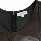 Michael Kors Collection Black Leather Back Zipper Sleeveless Tank Top size M