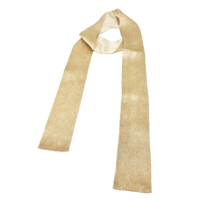 Chloe Silk Fully Sequined Shiny Beige Narrow Long Foulard Scarf Shawl