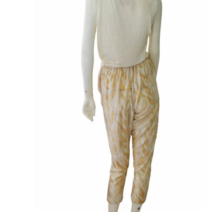 Forte Forte Le Stampe White and Salmon Pink Cropped trousers pants size 0