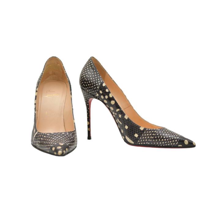 Christian Louboutin Simple Watersnake Patchwork Decollete Pumps Black/White 40.5