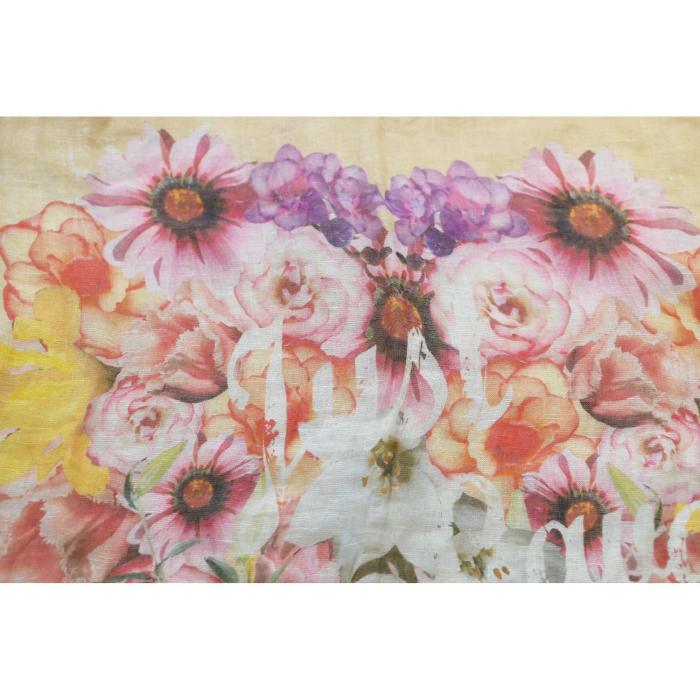 Just Cavalli Orange with Multicolor Flowers Floral Long Scarf Large Foulard