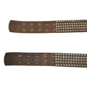 Brown Leather Silver tone Brass Buckle Fully Studded Waist Belt