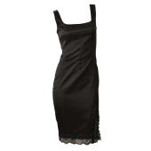 Dolce & Gabbana Black Lace Hemline Knee Length Sleeveless Tank Slip Dress SZ 42