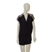 American Retro Combi Black Silk Sequins Romper Playsuit Shorts size 40