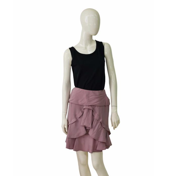 Yves Saint Laurent Dusty Pink 100% Silk Above Knee Length Layered Skirt XS