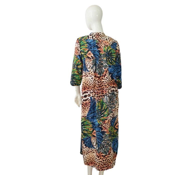 Antica Sartoria Beaded Floral Leopard Print Silk Blend Summer Tunic dress size M