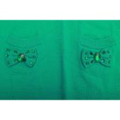 Marc Jacobs Green 100% Wool Knit Pockets  $ Bows Beaded Sweater Top size M