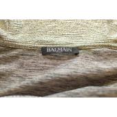 Balmain Golden Shiny Long Sleeves Hooded Top size 38 Fr