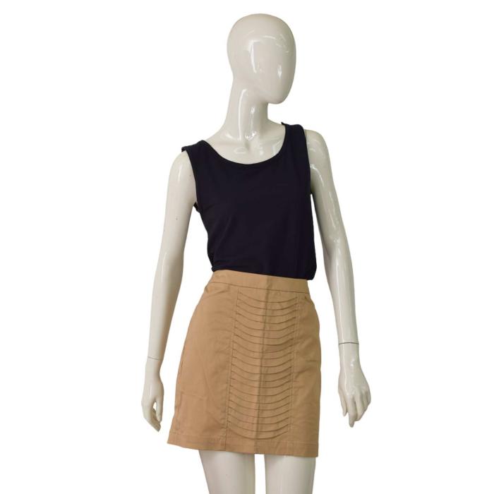 Willi Smith Beige Small Pleats Zipper Short Mini Length Skirt Size 2