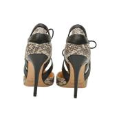 Jimmy Choo Lapris Black White Snakeskin Leather Heels Pointed Pumps shoes 40