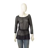 Twenty 29 Black Perforated Long Cotton Top Size S