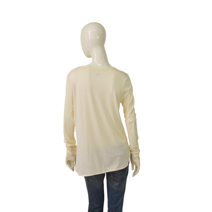 Varley Satin Polyester Cream Long Sleeves Blouse Top Size M