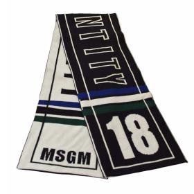 MSGM Identity Black White Double Faced Knit Long Scarf Shawl