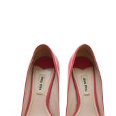 Miu Miu Coral Patent Leather Pointed Toes Kitten Heels Pumps Shoes