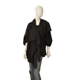 Chic &amp; Simple Black One Size Relaxed Cardi Cardigan One Button Lace Detail