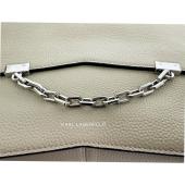 Karl Lagerfeld K /Seven 2.0 Gray Leather Silver Chain Shoulder Bag Handbag