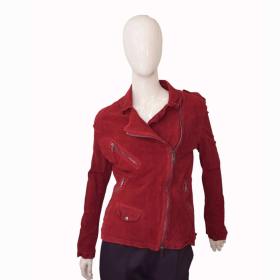 Giorgio Brato Red Suede Leather Double Zipper Fitted Jacket size 46, New