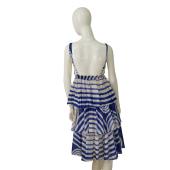 Jean Paul Gaultier Soleil Blue Striped Sleeveless Layered Spaghetti Dress size M