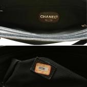 CHANEL Vintage Black Caviar Leather large tote bag with silver tone hardware