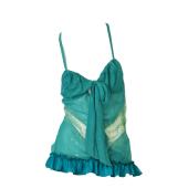 Patrizia Pepe Teal Lace Silk Cotton Sleeveless Camisole Cami Blouse Top size 44