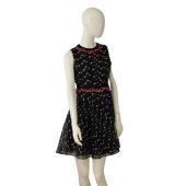 Giamba Black Floral Embroidered Lace Pink Roses Mini Length Cocktail Dress S