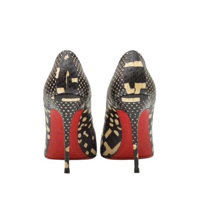 Christian Louboutin Simple Watersnake Patchwork Decollete Pumps Black/White 40.5